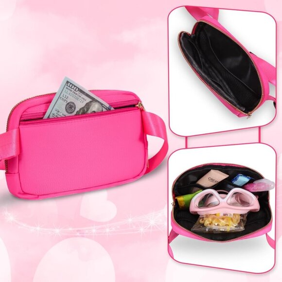 Personalized Pink Fanny Pack for Girls - Stylish Preppy Belt Bag (J Initial) - Picture 5 of 7